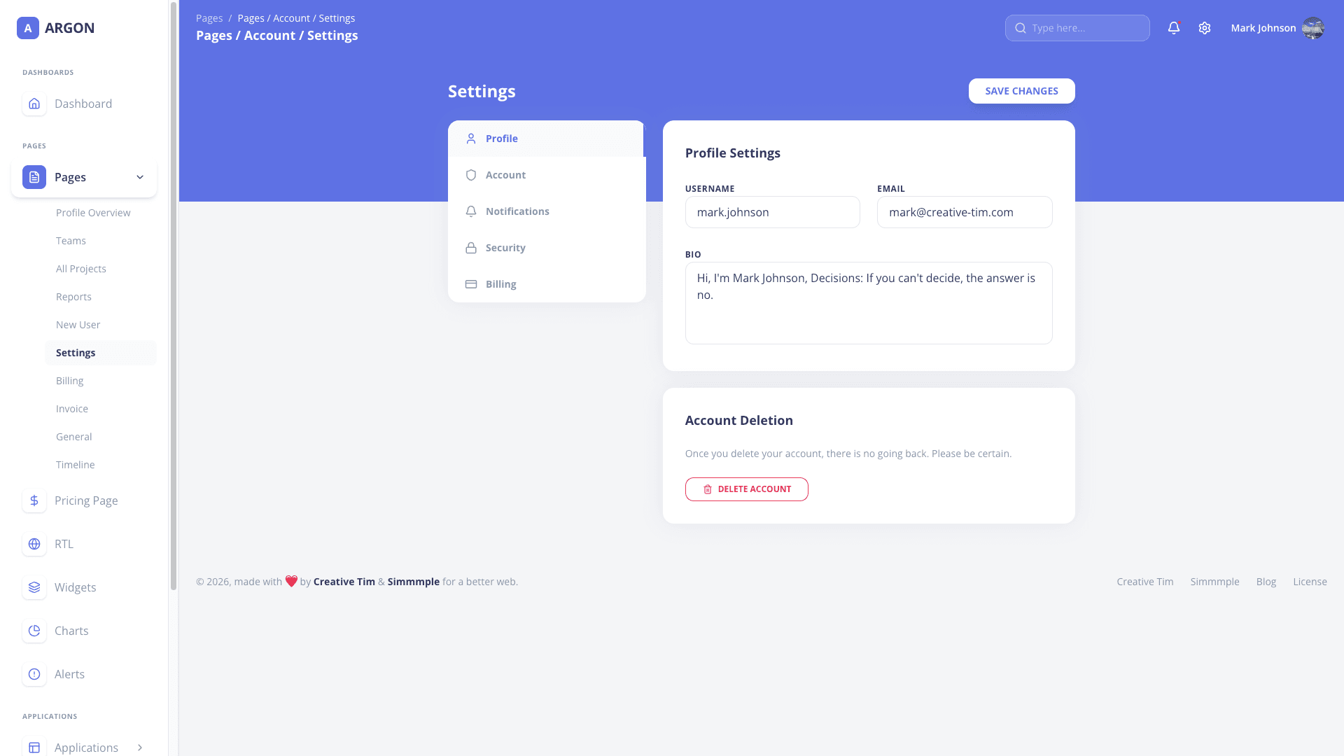 Argon Dashboard Chakra PRO