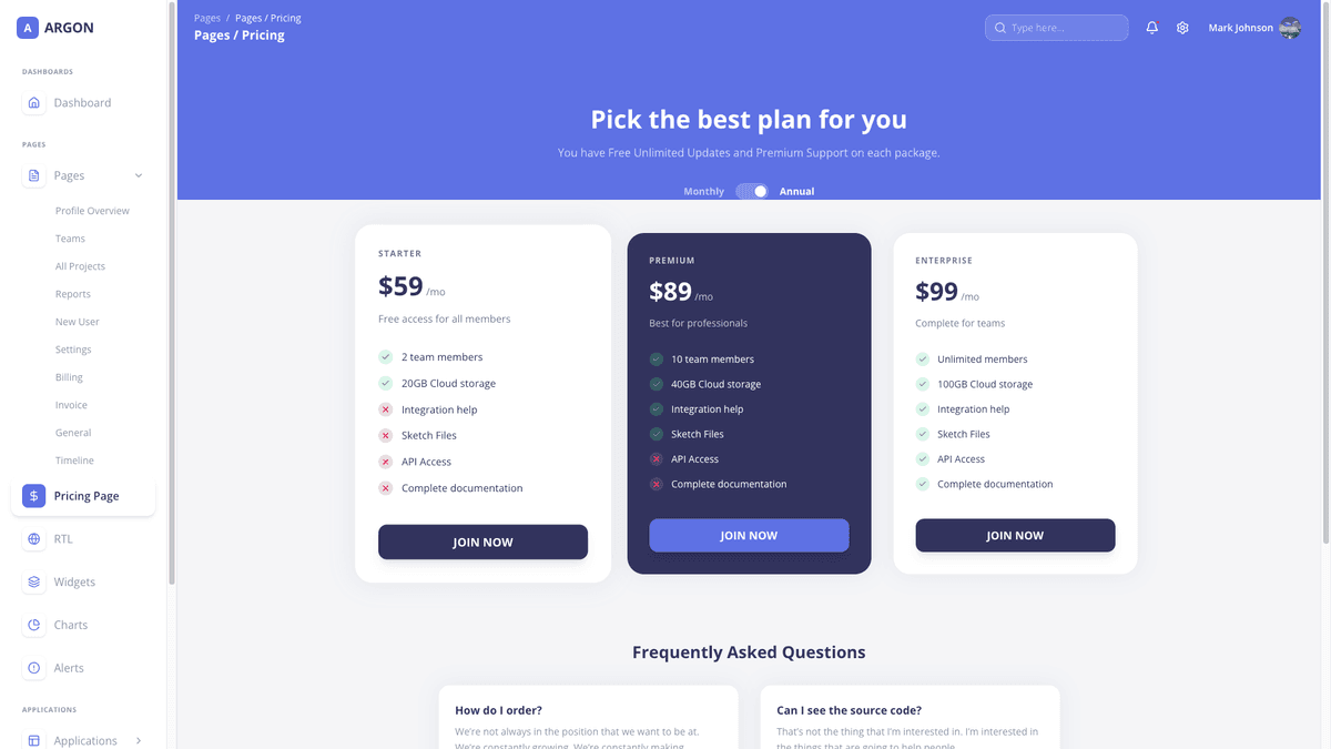 Argon Dashboard Chakra PRO