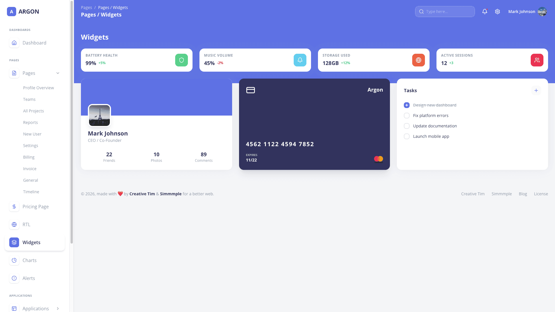 Argon Dashboard Chakra PRO