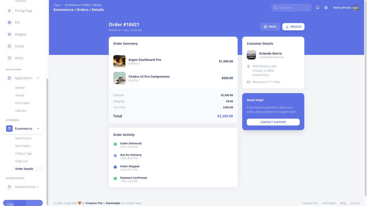 Argon Dashboard Chakra PRO