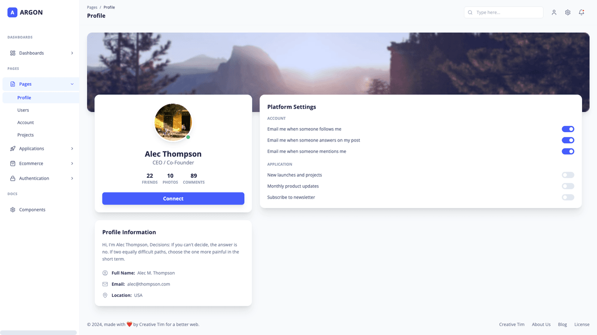 Argon Dashboard PRO Material-UI-V4