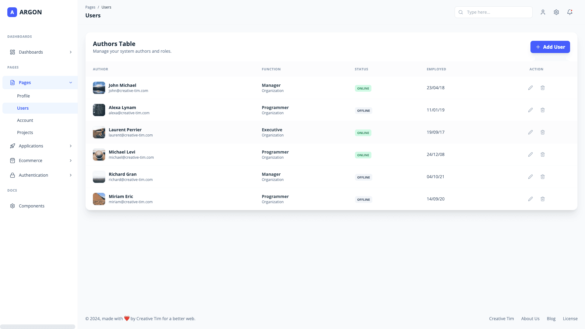 Argon Dashboard PRO Material-UI-V4