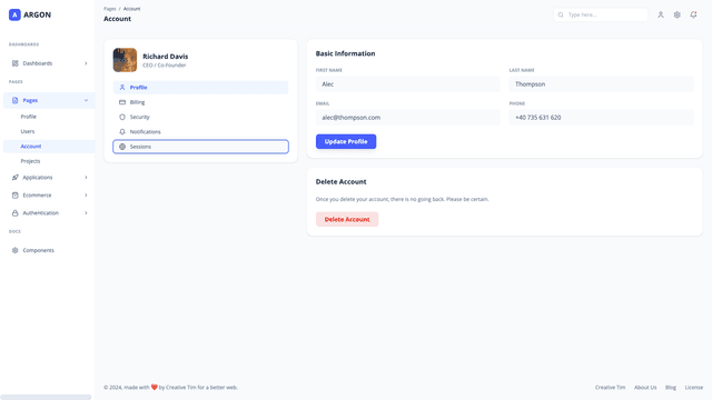 Argon Dashboard PRO Material-UI-V4