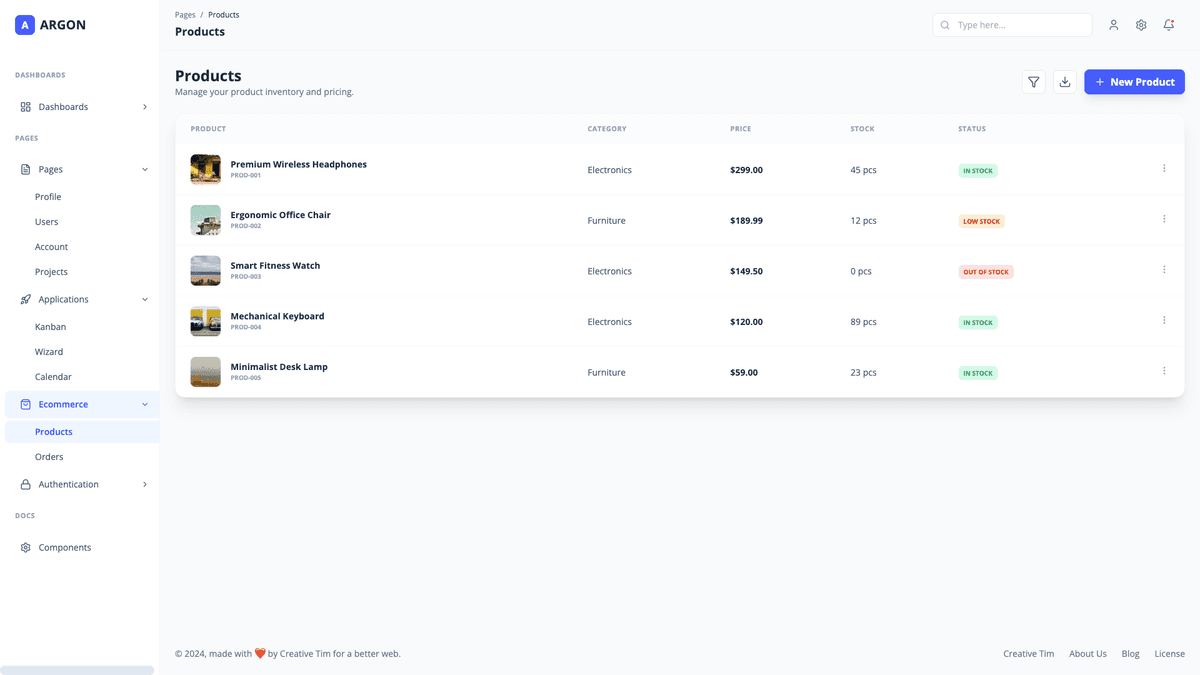 Argon Dashboard PRO Material-UI-V4
