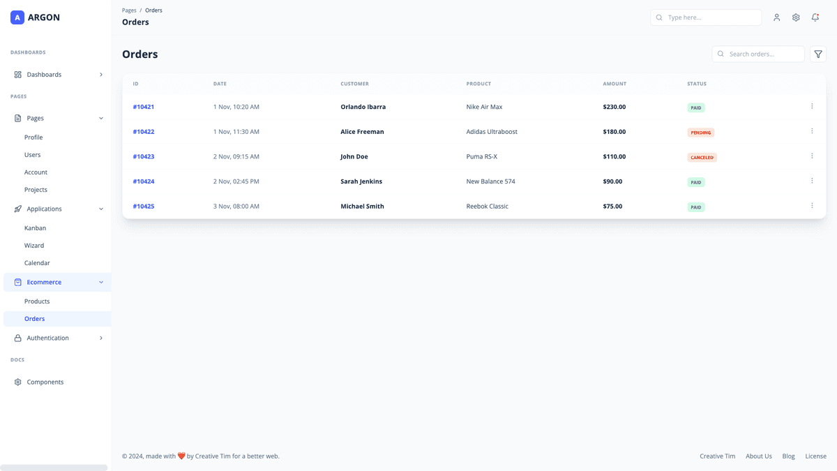 Argon Dashboard PRO Material-UI-V4