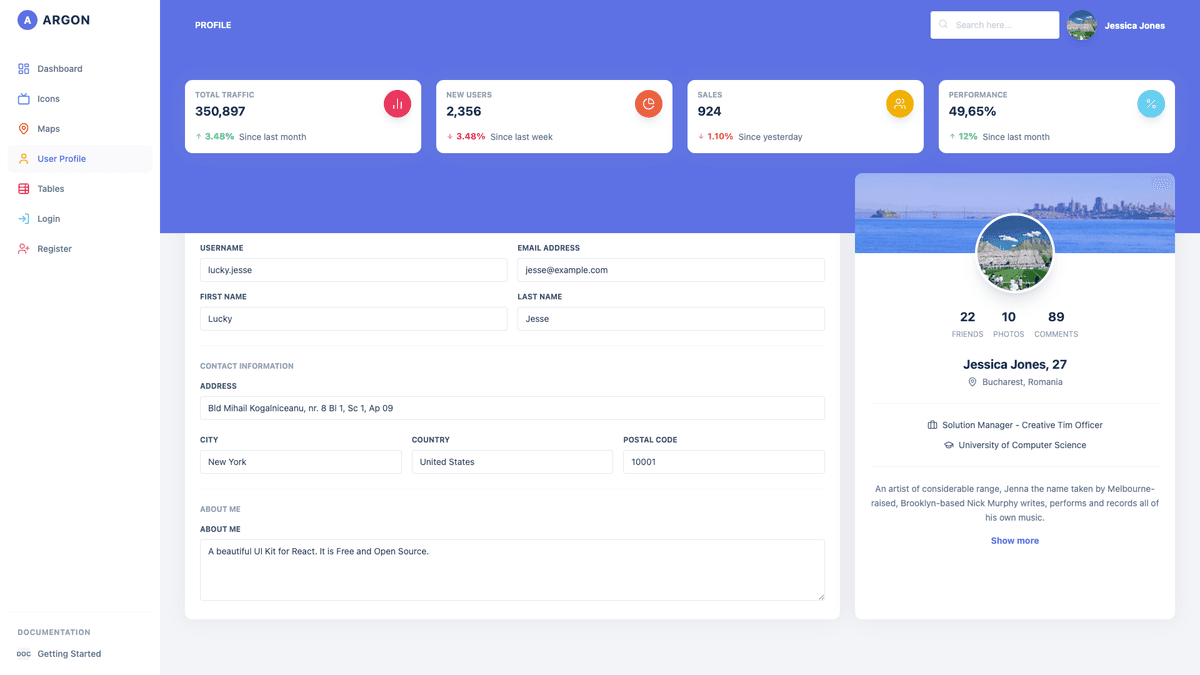 Argon Dashboard React