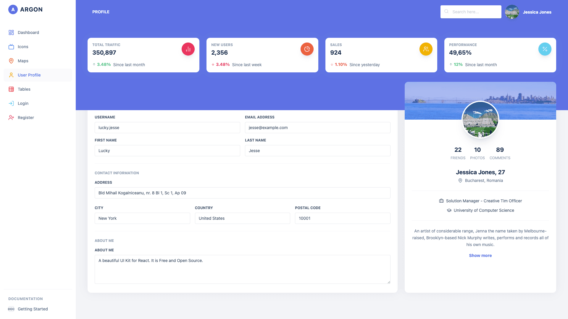 Argon Dashboard React