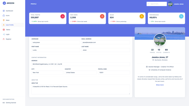 Argon Dashboard React
