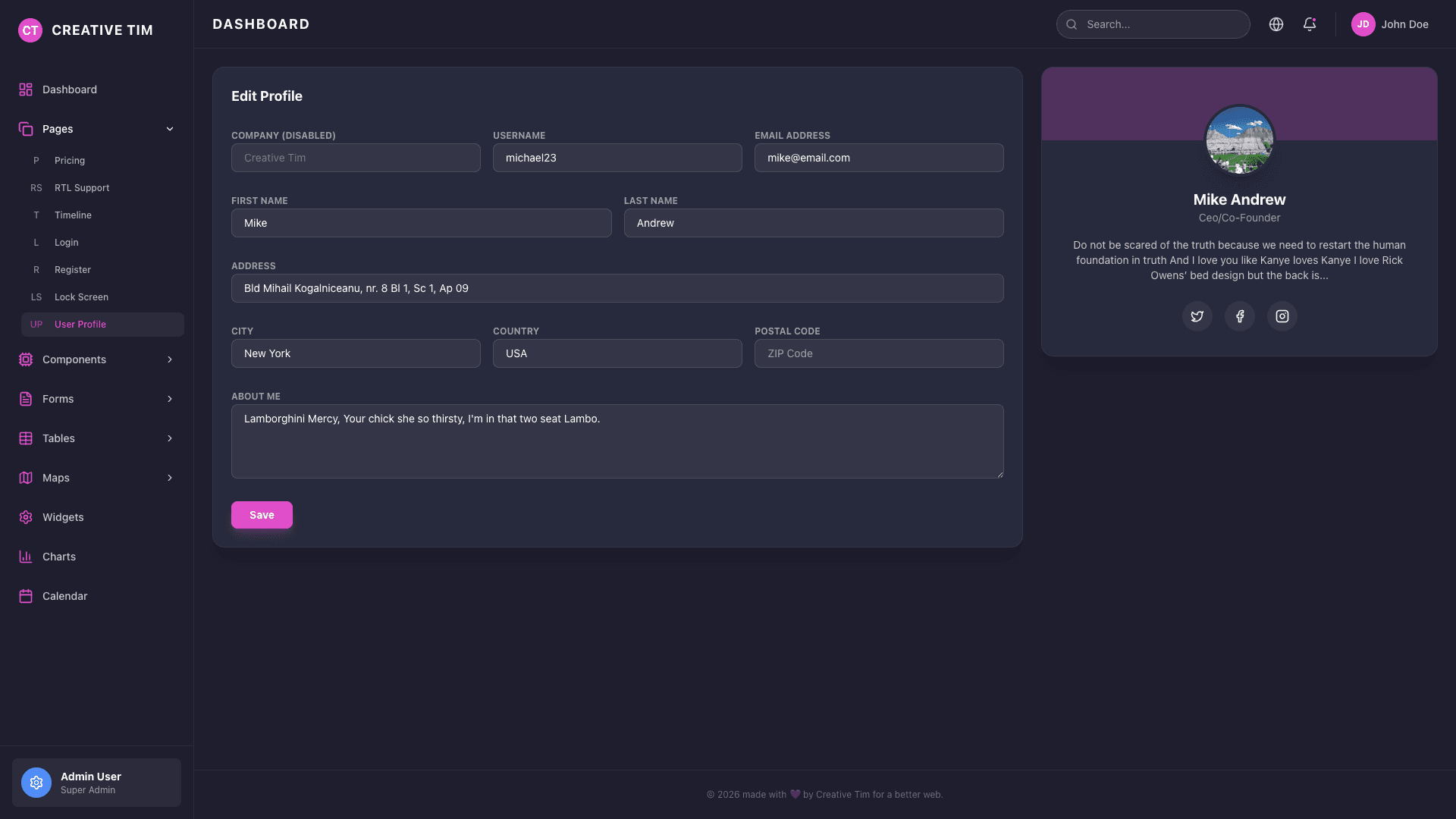 Black Dashboard PRO React