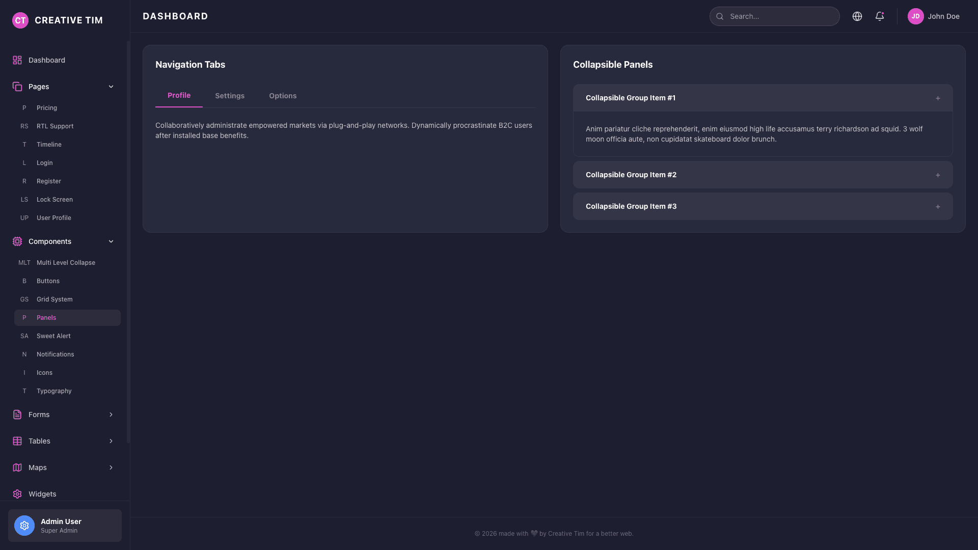 Black Dashboard PRO React