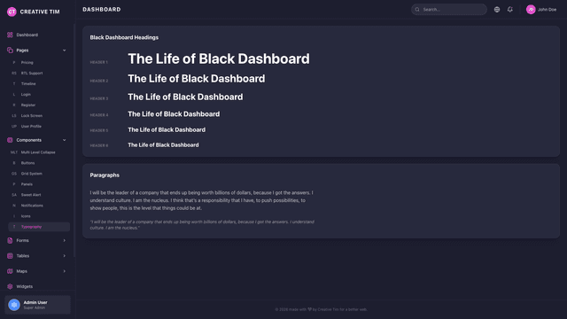 Black Dashboard PRO React