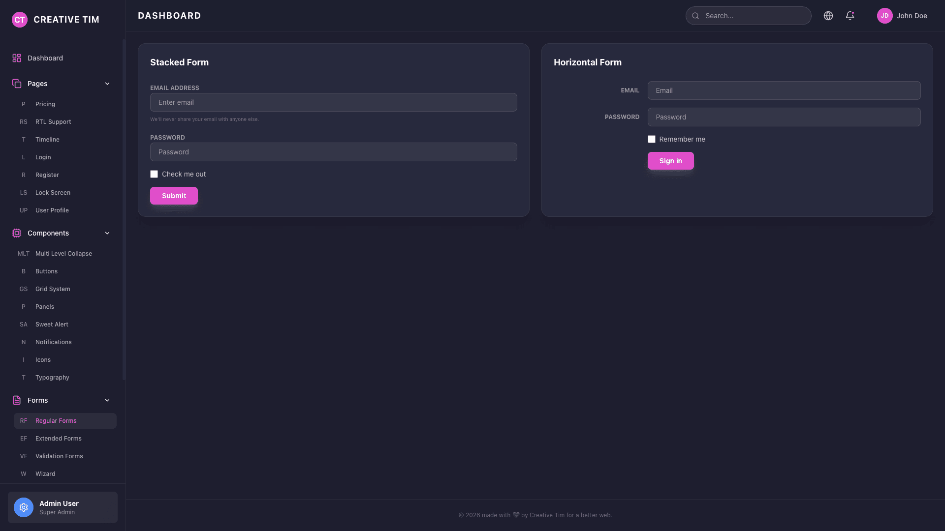 Black Dashboard PRO React