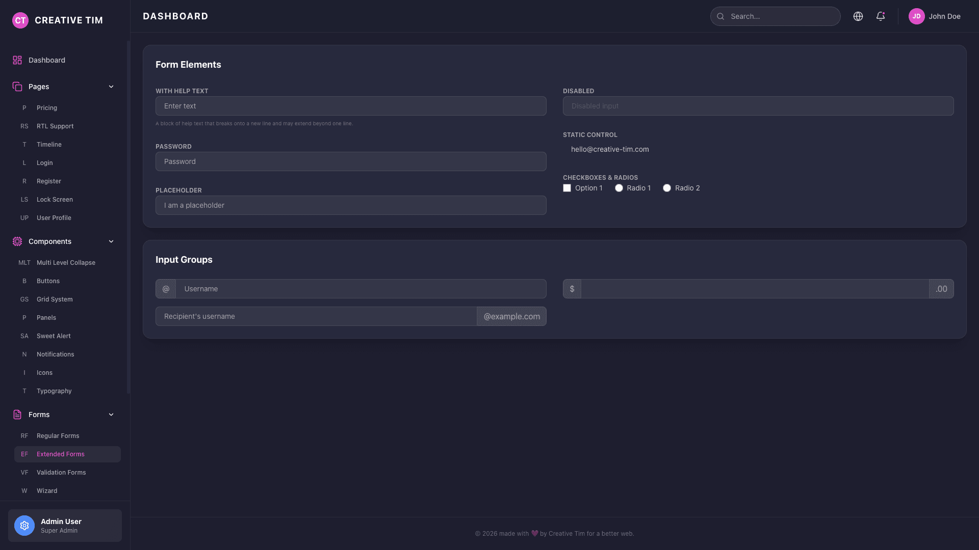 Black Dashboard PRO React