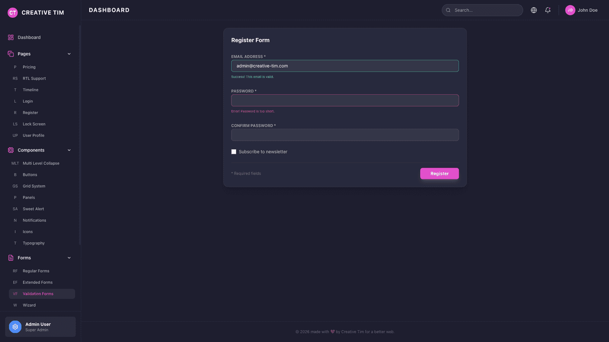 Black Dashboard PRO React