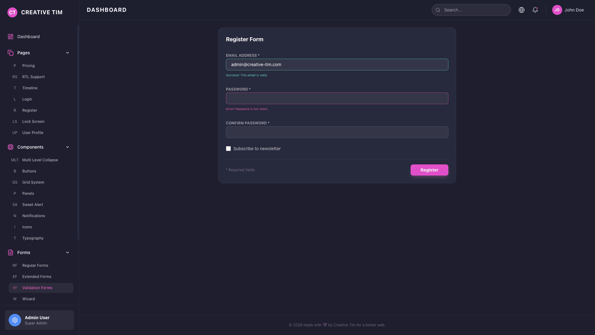 Black Dashboard PRO React
