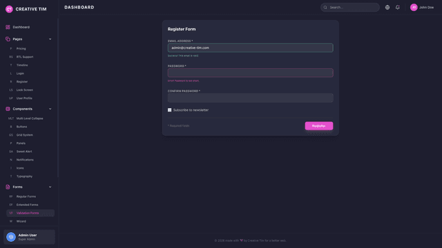 Black Dashboard PRO React