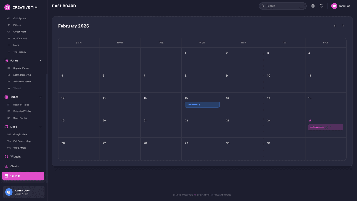 Black Dashboard PRO React