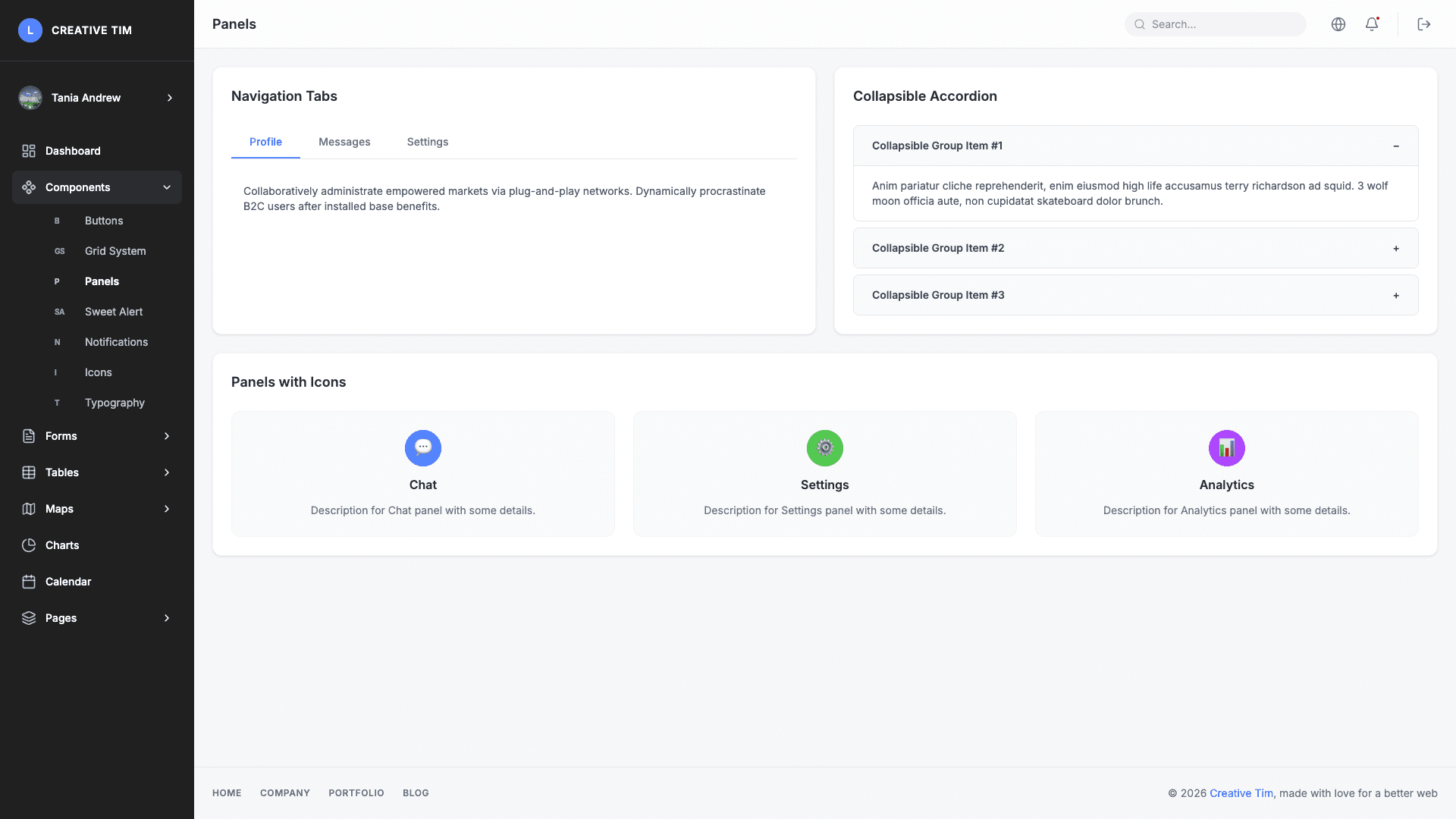 Light Bootstrap Dashboard PRO React