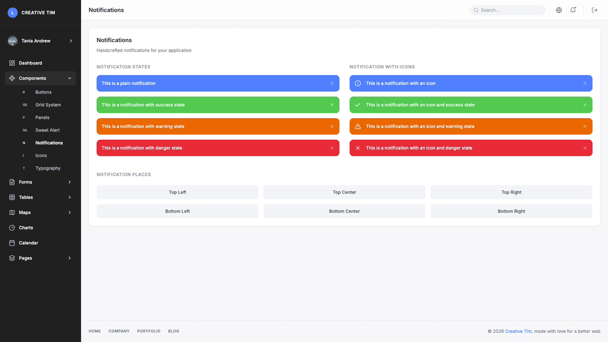 Light Bootstrap Dashboard PRO React