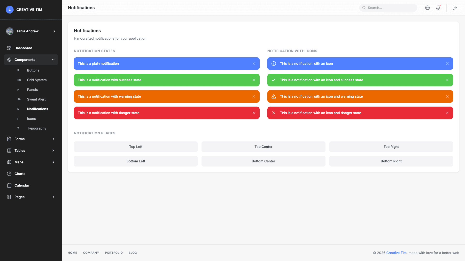 Light Bootstrap Dashboard PRO React