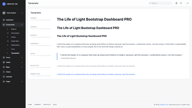 Light Bootstrap Dashboard PRO React