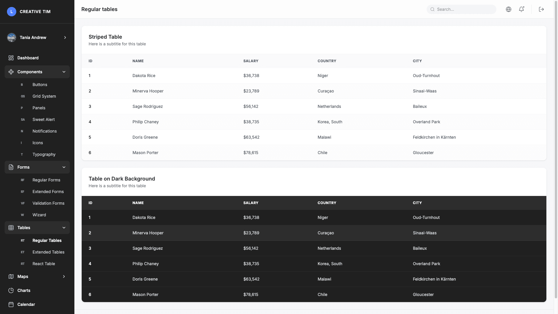 Light Bootstrap Dashboard PRO React