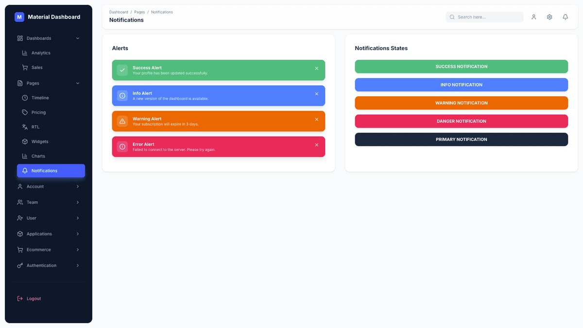 Material Dashboard 3 PRO React