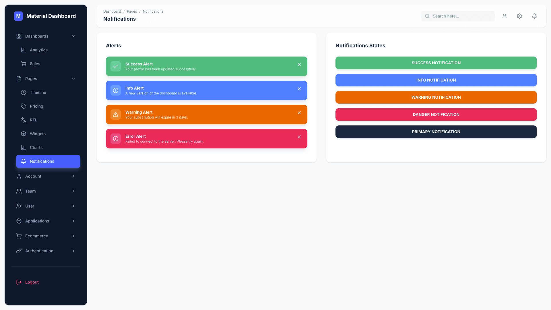 Material Dashboard 3 PRO React