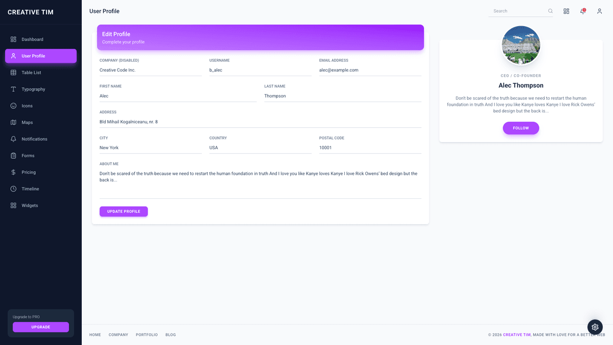 Material Dashboard Material-UI v4