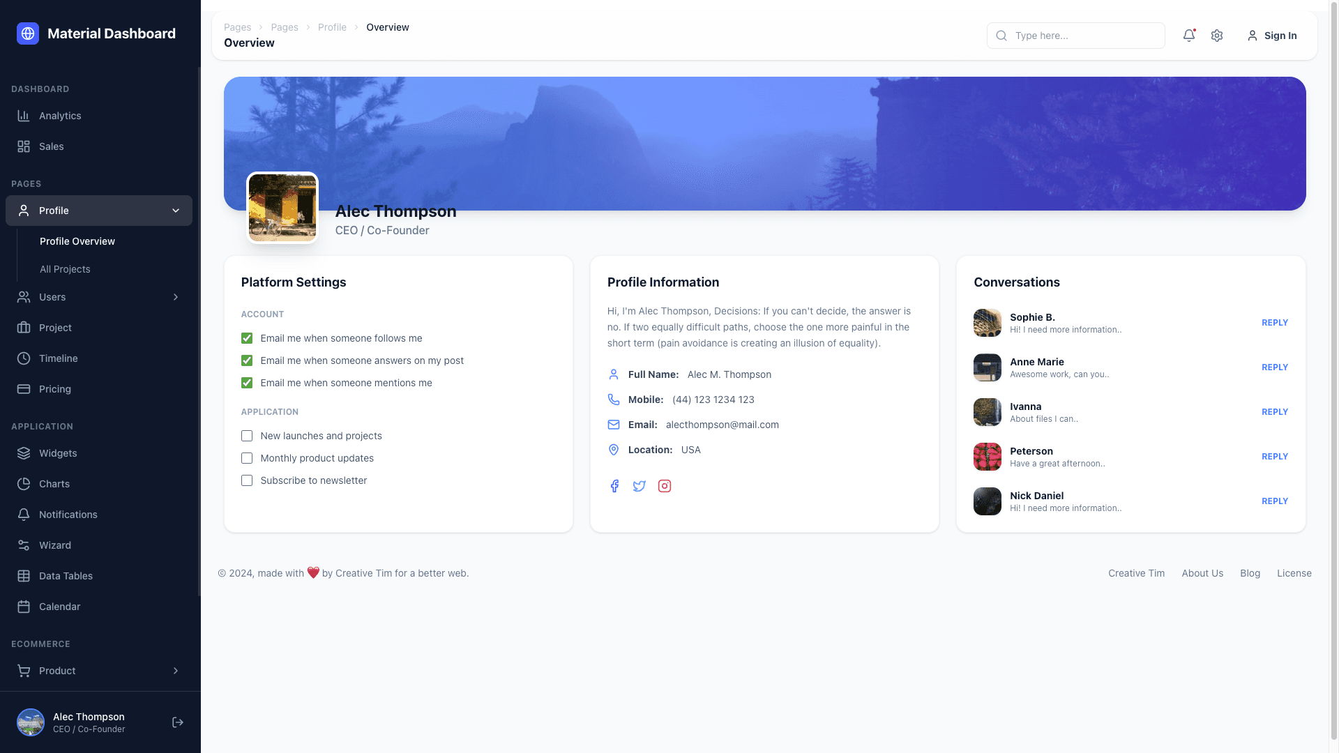 NextJS Material Tailwind Dashboard PRO