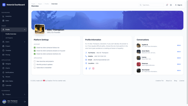 NextJS Material Tailwind Dashboard PRO