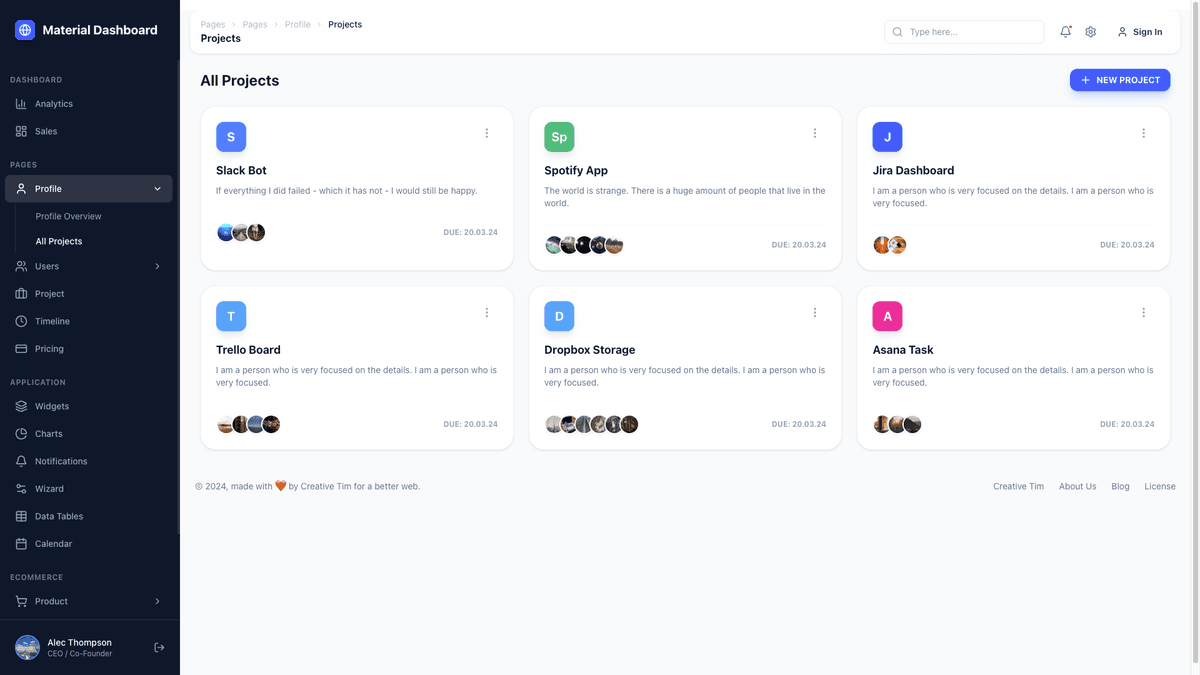 NextJS Material Tailwind Dashboard PRO