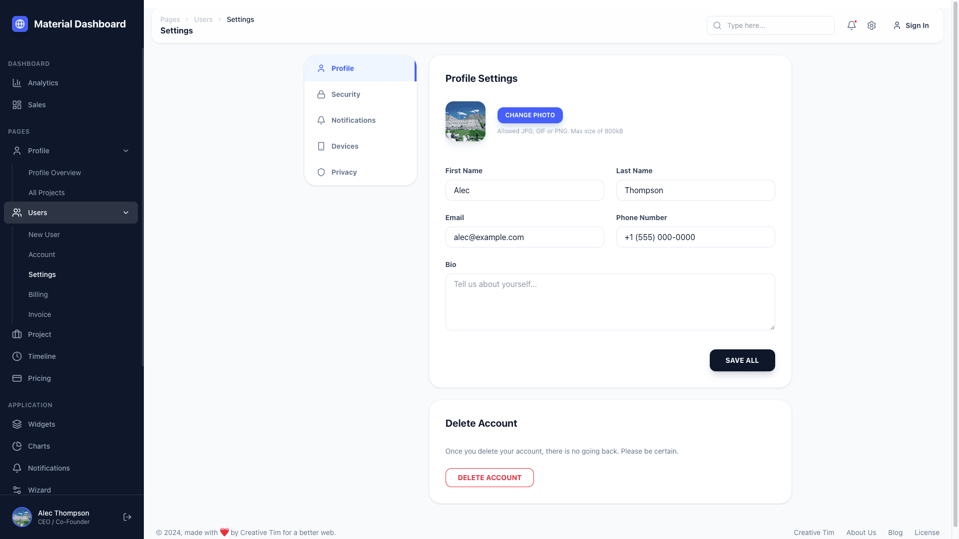 NextJS Material Tailwind Dashboard PRO