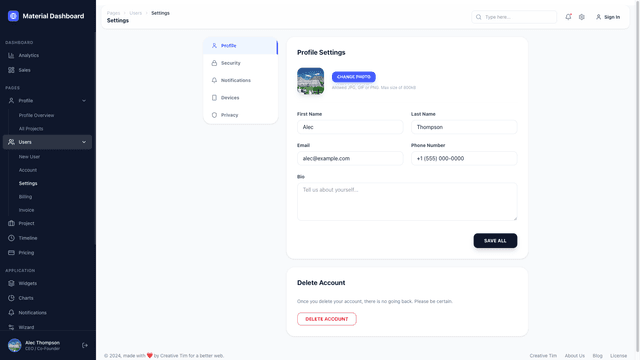 NextJS Material Tailwind Dashboard PRO