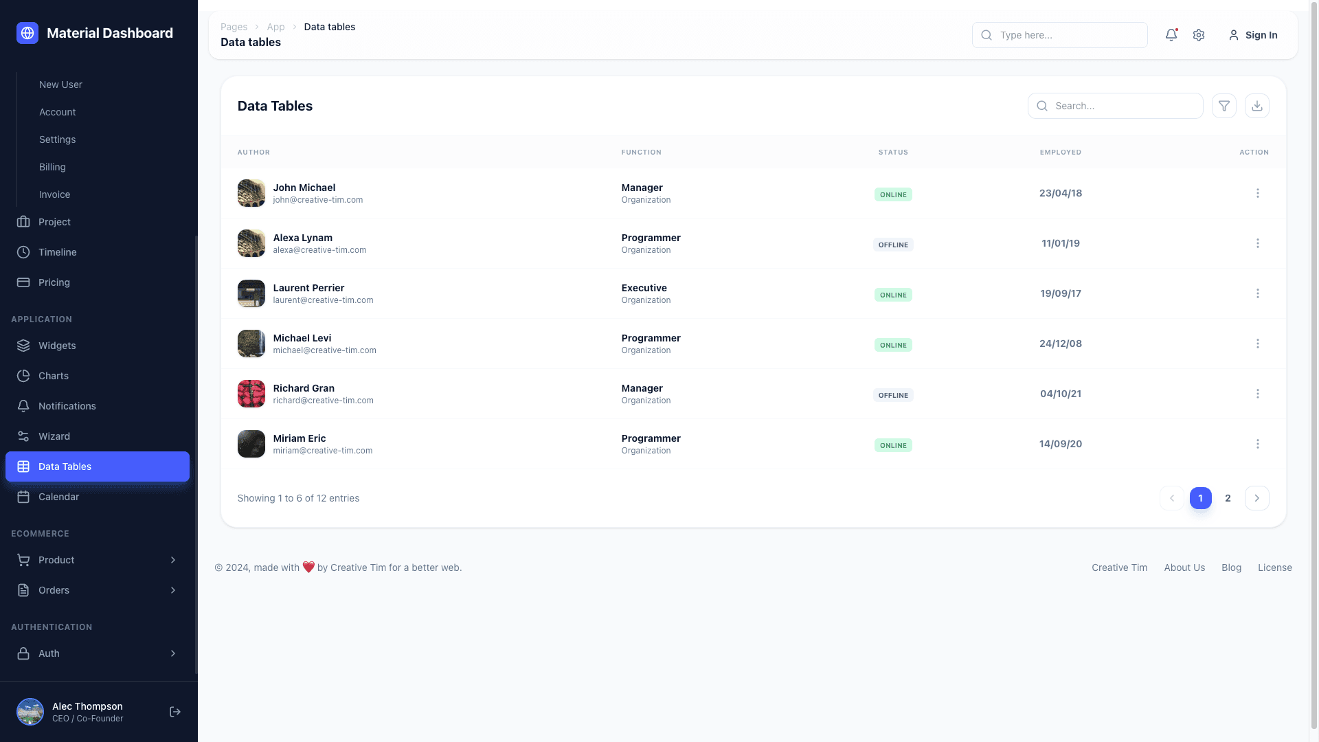 NextJS Material Tailwind Dashboard PRO