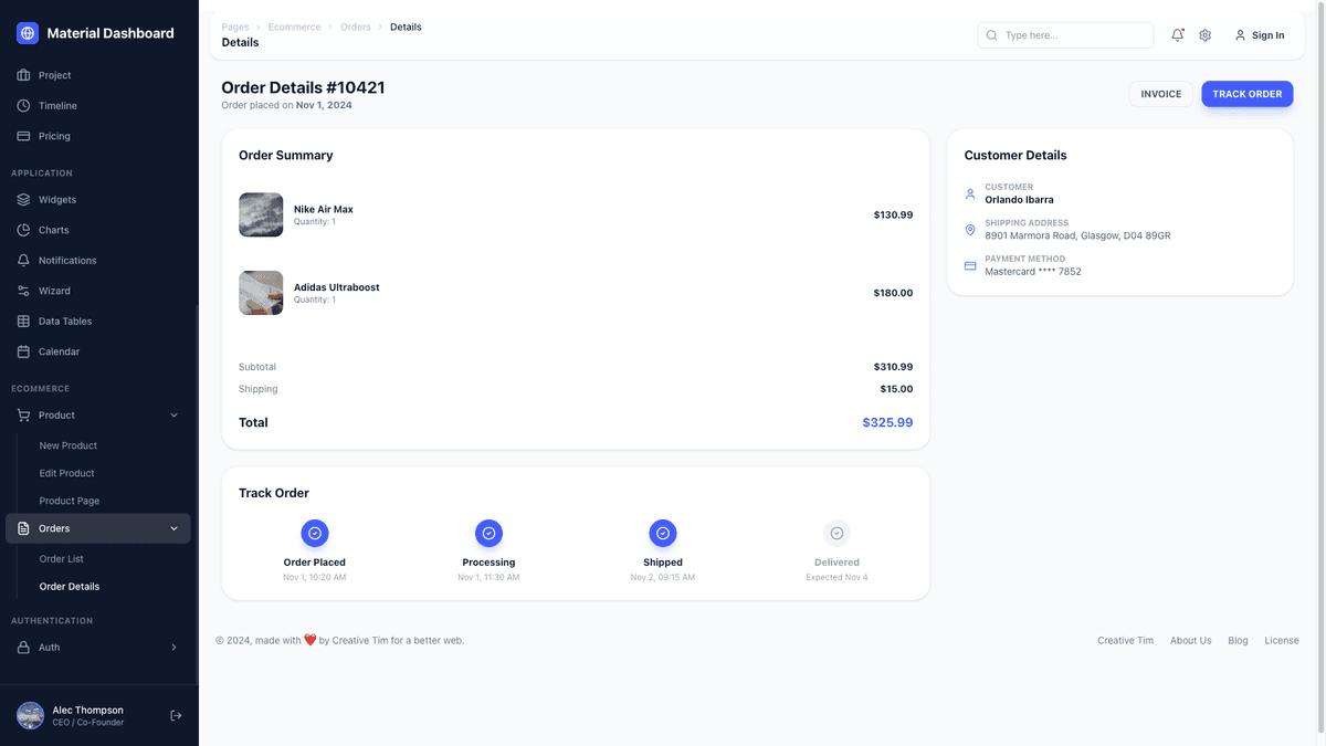 NextJS Material Tailwind Dashboard PRO