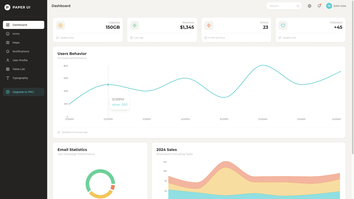 Paper Dashboard React