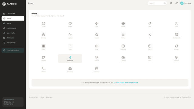 Paper Dashboard React