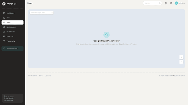 Paper Dashboard React