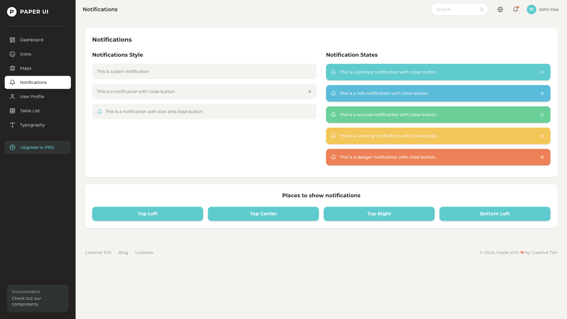 Paper Dashboard React