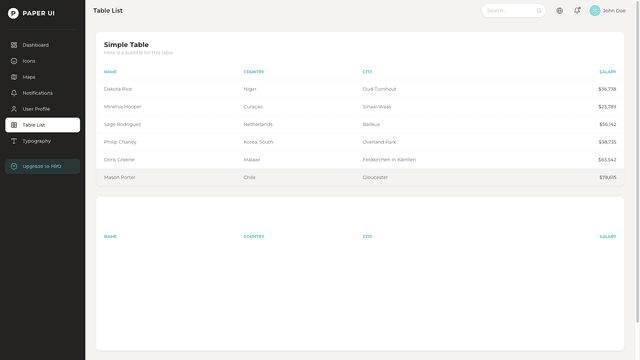 Paper Dashboard React