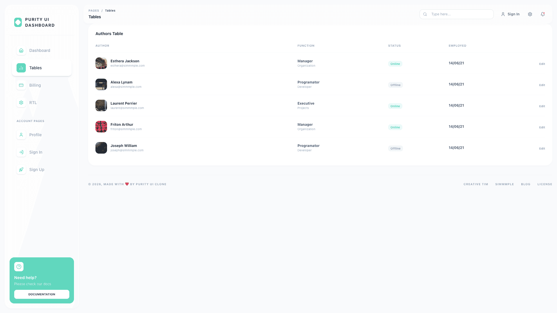Purity UI Dashboard PRO