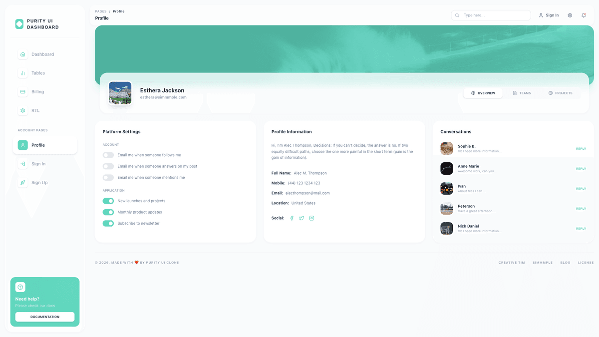 Purity UI Dashboard PRO