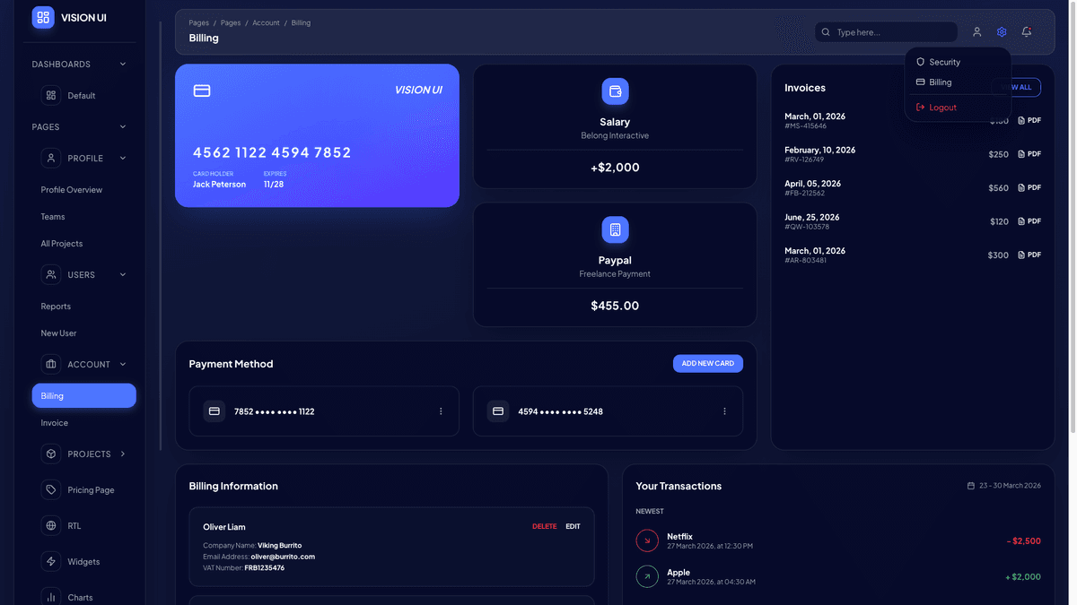 Vision UI Dashboard PRO Chakra