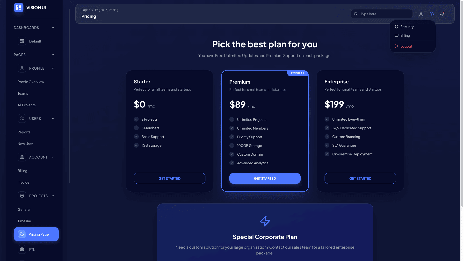 Vision UI Dashboard PRO Chakra