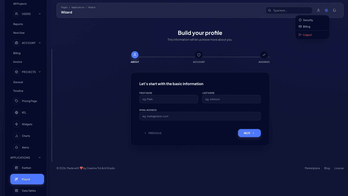 Vision UI Dashboard PRO Chakra