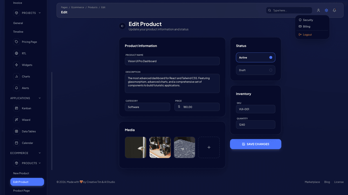 Vision UI Dashboard PRO Chakra