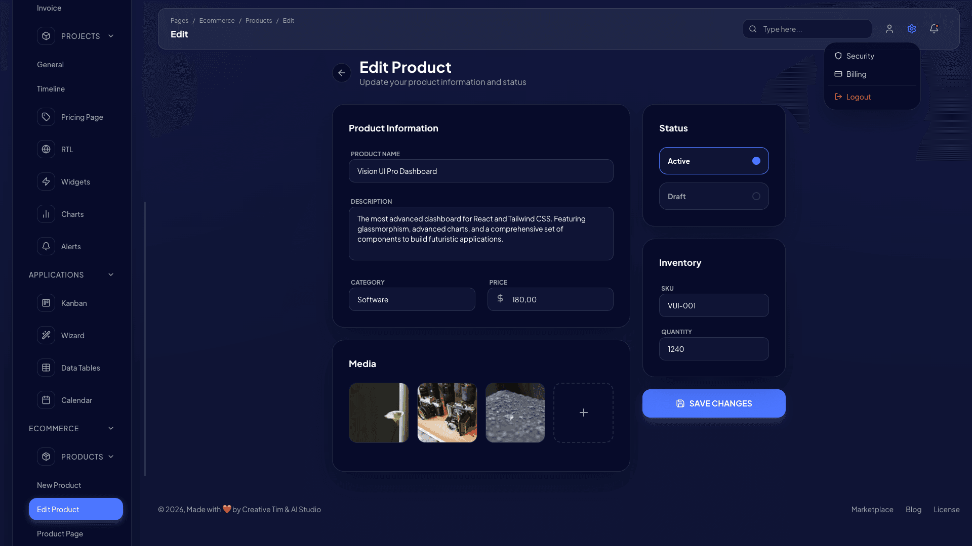 Vision UI Dashboard PRO Chakra