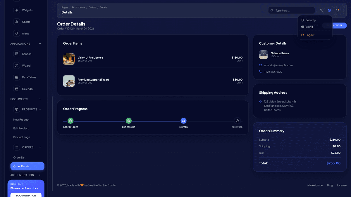 Vision UI Dashboard PRO Chakra
