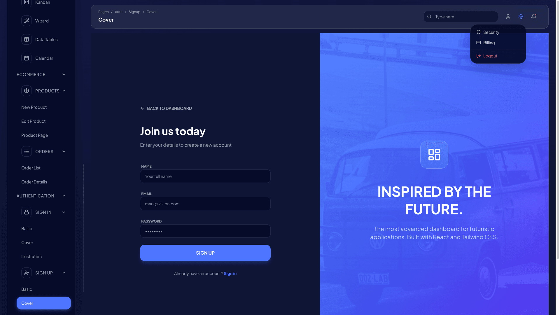 Vision UI Dashboard PRO Chakra